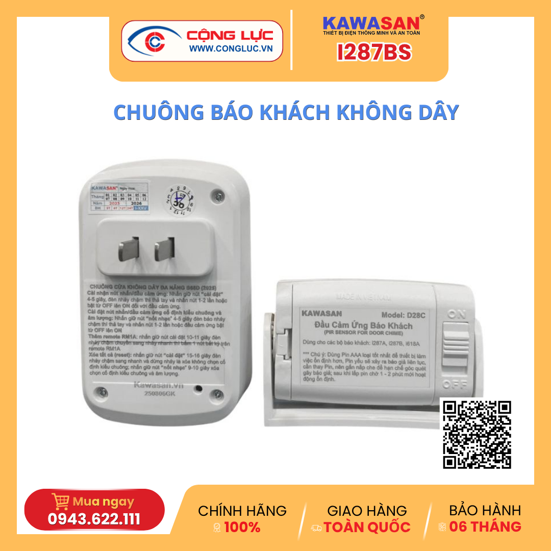 Chuông Báo Khách Không Dây Kawasan I287BS
