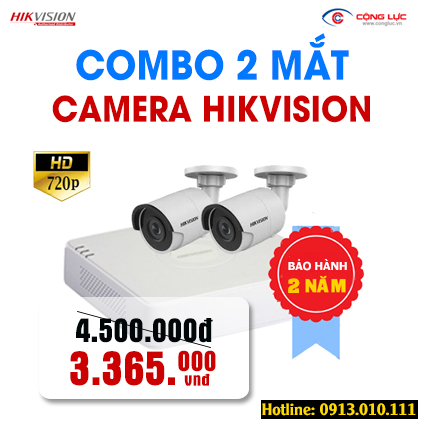 Trọn bộ 2 Camera Hikvision 1.0MP
