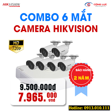 Trọn bộ 6 Camera Hikvision 1.0MP