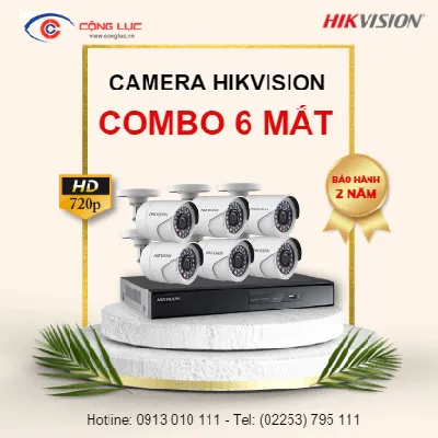Trọn bộ 6 Camera Hikvision 1.0MP