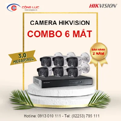 Trọn Bộ 6 Camera Hikvision 3.0MP