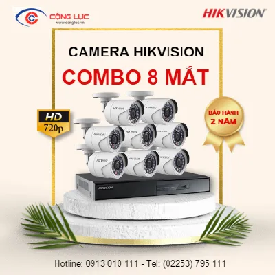 Trọn bộ 8 Camera Hikvision 1.0MP