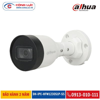 Camera IP Thân Trụ Dahua DH-IPC-HFW1230S1P-S5 Hồng Ngoại 30 Mét