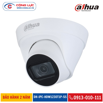 Camera IP Dome 2MP DH-IPC-HDW1230T1P-S5 Hồng Ngoại 30 Mét