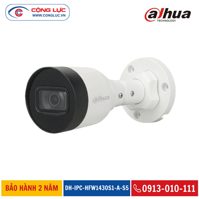 Camera IP Thân Trụ Dahua 4MP DH-IPC-HFW1430S1-A-S5 Hồng Ngoại 30 Mét