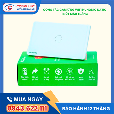 Công Tắc Cảm Ứng 1 Nút Wifi Hunonic Datic Màu Trắng