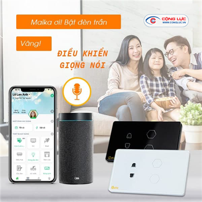 Công Tắc Cảm Ứng Datic – 2 Nút Kèm Ổ Cắm Màu Đen