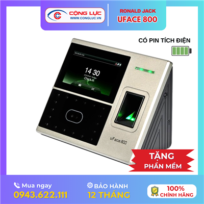 Máy Chấm Công Khuôn Mặt & Vân Tay Ronald Jack UFACE800 Có Pin Tích Điện 
