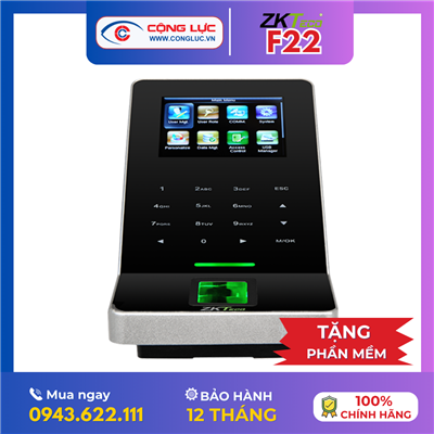 Máy Chấm Công Vân Tay Và Thẻ Từ ZKteco F22 