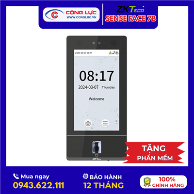 Máy Chấm Công Khuôn Mặt Và Thẻ ZKTeco SenseFace 7B