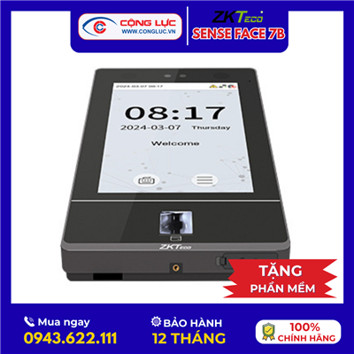 Máy Chấm Công Khuôn Mặt Và Thẻ ZKTeco SenseFace 7B