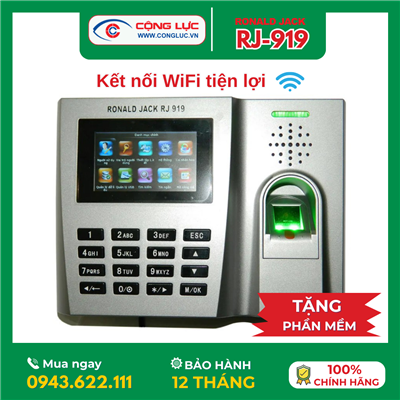 Máy Chấm Công Vân Tay Và Thẻ Cảm Ứng Ronald Jack RJ919 Wifi
