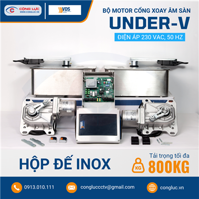 Bộ Motor Cổng Xoay Âm Sàn UNDER-V - Hộp Đế Inox