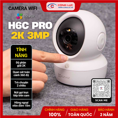 Camera Wifi Trong Nhà Ezviz H6C Pro 2K 3MP