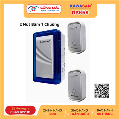Chuông Cửa Không Dây Kawasan DB659 / 2 Nút Bấm + 1 Chuông