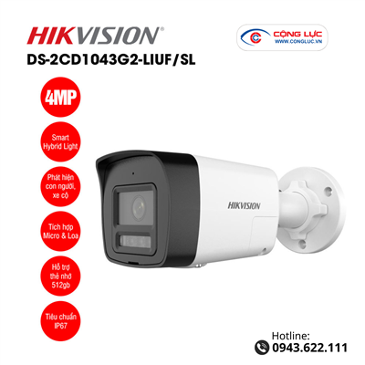 Camera IP 4MP thân trụ HIKVISION DS-2CD1043G2-LIUF/SL