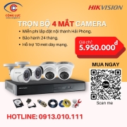 Trọn bộ 4 Camera Hikvision 2.0MP