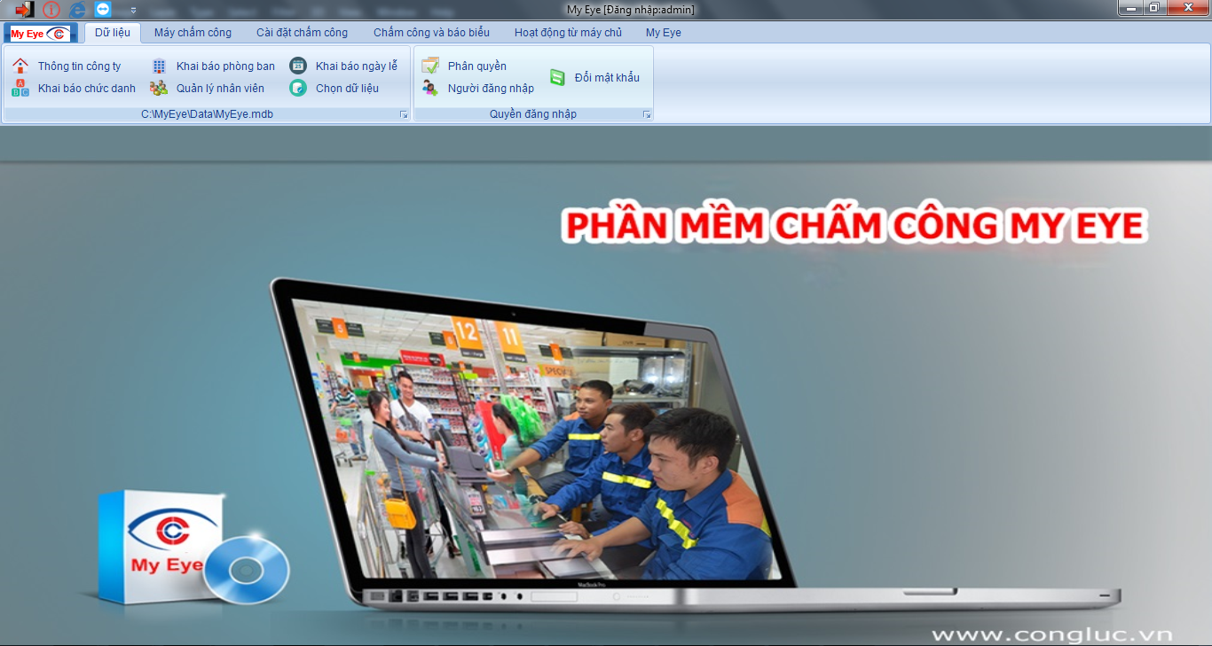 Giao diện phần mềm chấm công My Eye