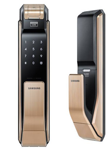 Lắp khóa cửa vân tay Samsung P718 Gold tại căn hộ số 25 tầng 16 ...