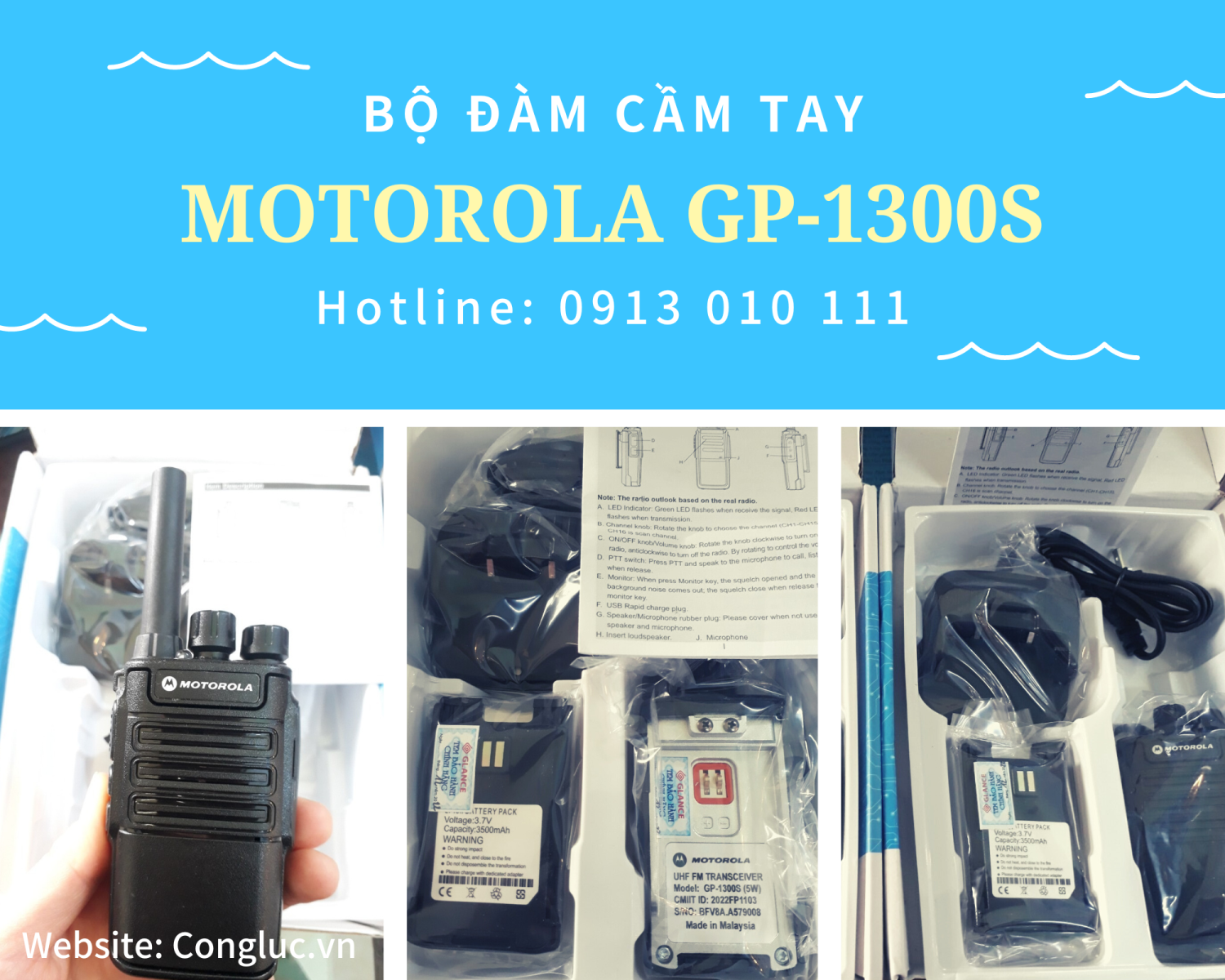 Bán máy bộ đàm cầm tay Motorola GP-1300S giá rẻ