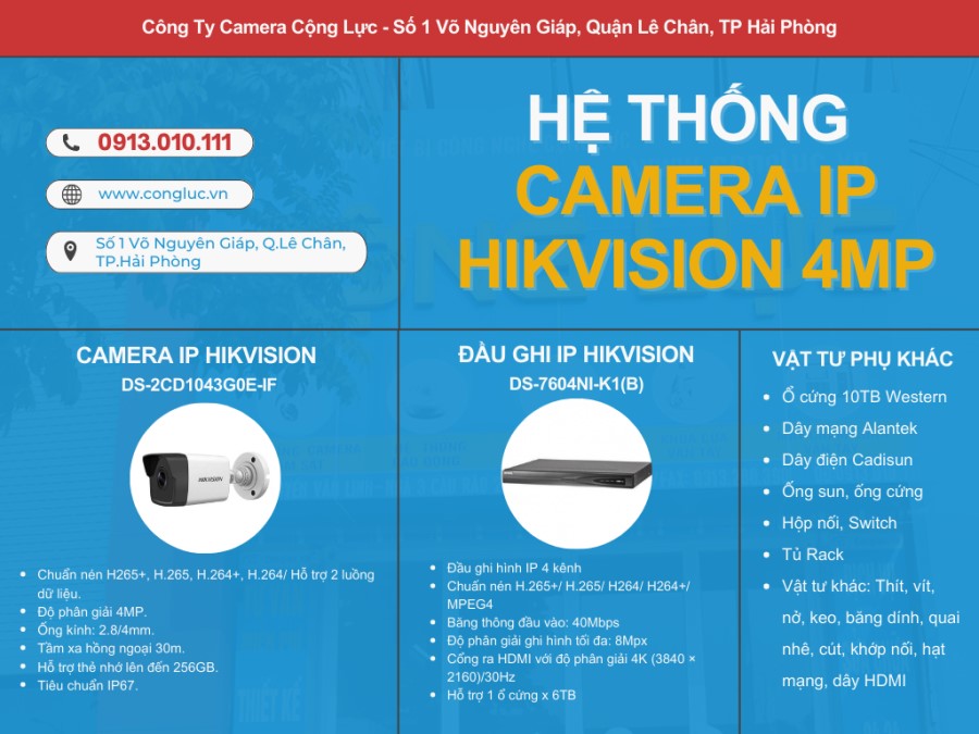 Camera Cộng Lực báo giá camera ip hikvision 4mp giá rẻ