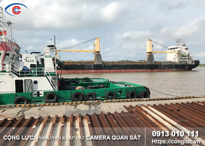 hình ảnh lắp đặt camera quan sát tại cầu cảng hải phòng của camera cộng lực