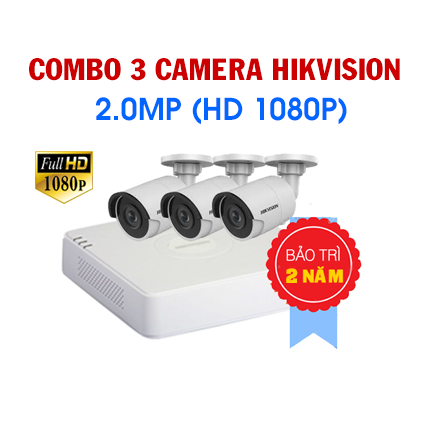 Bộ 3 camera hikvision 2.0mp giá rẻ