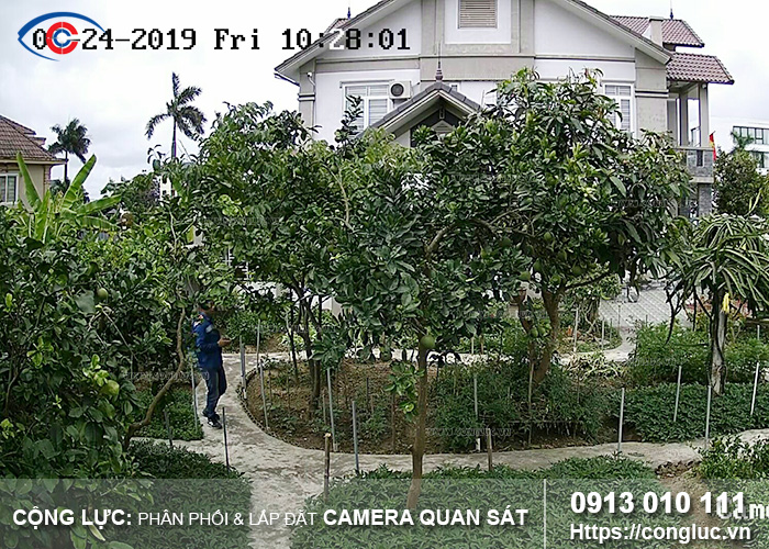 hình ảnh camera quan sát sân vườn nhà biệt thự
