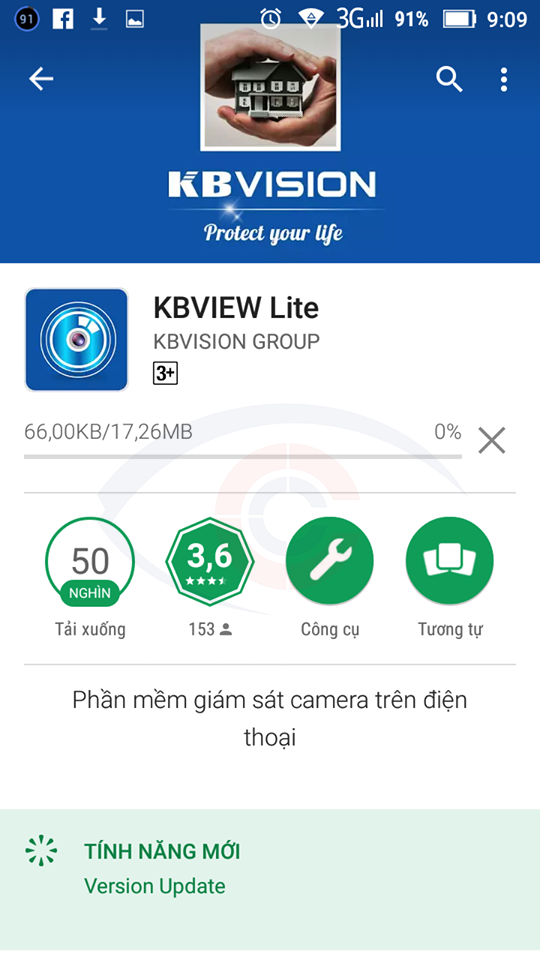 Giao diện phần mềm KBView Lite xem camera Kbvision trên di động