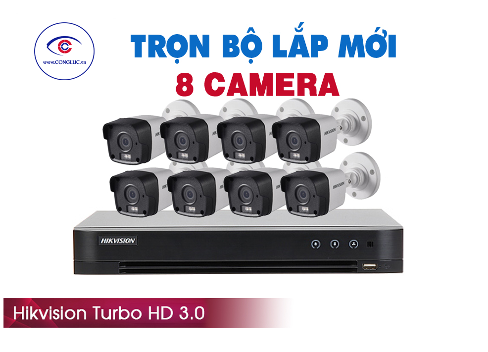 Trọn bộ 8 mắt camera hikvision 3.0 giá rẻ