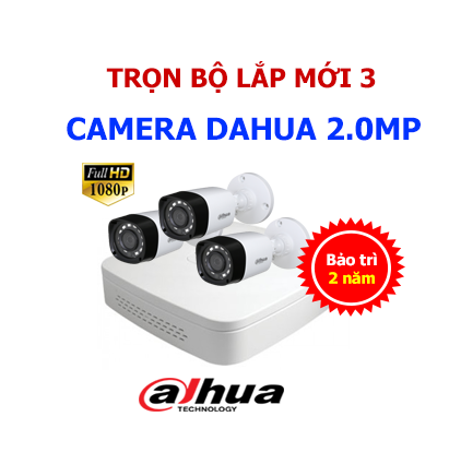 Lắp mới trọn bộ 3 camera dahua 2mp giá rẻ tại Hải Phòng