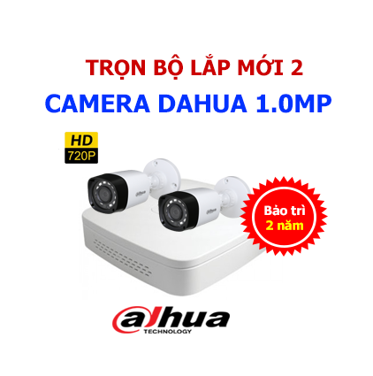 Trọn bộ lắp mới 2 camera Dahua 1.0mp giá rẻ tại Hải Phòng