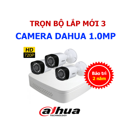 Trọn bộ lắp mới 3 camera Dahua 1.0mp giá rẻ tại Hải Phòng