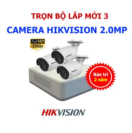 Lắp mới trọn bộ 3 camera hikvision 2mp giá rẻ tại Hải Phòng