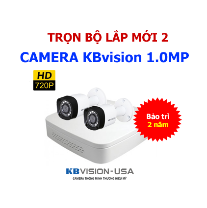 Lắp trọn bộ 2 camera kbvision 1.0mp giá rẻ tại Hải Phòng