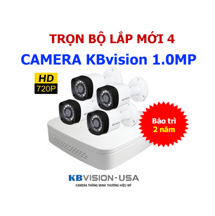 Lắp trọn bộ 4 camera kbvision 1.0mp giá rẻ tại Hải Phòng