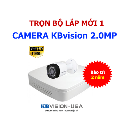 Lắp mới trọn bộ 1 camera kbvision 2.0mp giá rẻ tại Hải Phòng