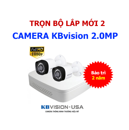 Lắp mới trọn bộ 2 camera kbvision 2.0mp giá rẻ tại Hải Phòng